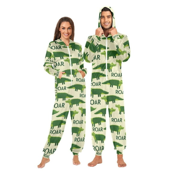 joogoo Crocodile Cartoon Unisex Adults Onesies Pajamas Jumpsuits M