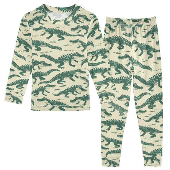 joogoo Crocodiles 2 Piece Long Sleeve Tee and Pants Cotton Pajama Set 4T