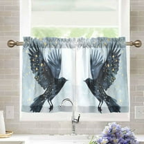 joogoo Crow Curtains Sets Half Window Cafe Farmhouse Tier 2 Panels Short Curtain Rod Pocket 27"W x 24"L