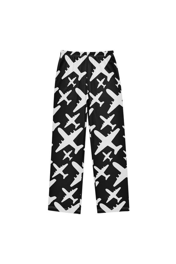 Cute Airplane Pattern Pajama Pants Pj Bottoms Sleepwear Lounge L