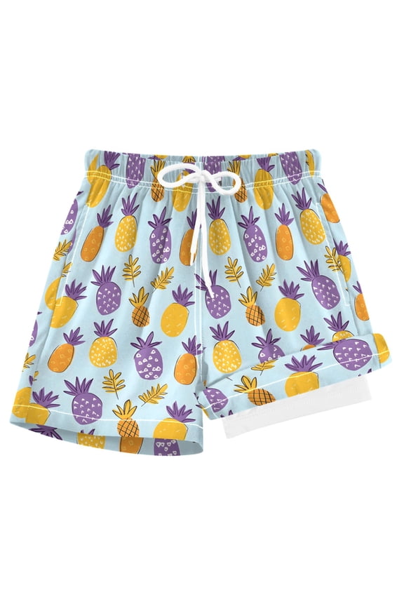 Cute Art Pineapple Boys Swim Trunks Beach Swimsuit Shorts Boxer 8Y