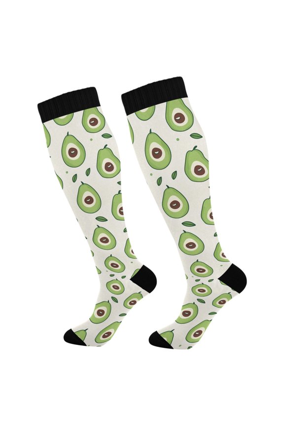 Cute Avocado Leaves Socks Women Men Knee High Sock