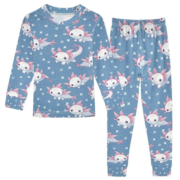joogoo Cute Axolotl 2 Piece Long Sleeve Tee and Pants Cotton Pajama Set 5Y