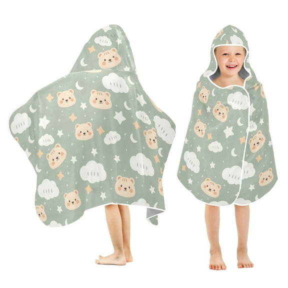 joogoo Cute Bear Cloudy Kids Hooded Beach Towel Baby Bath Towel 23.5"x50"