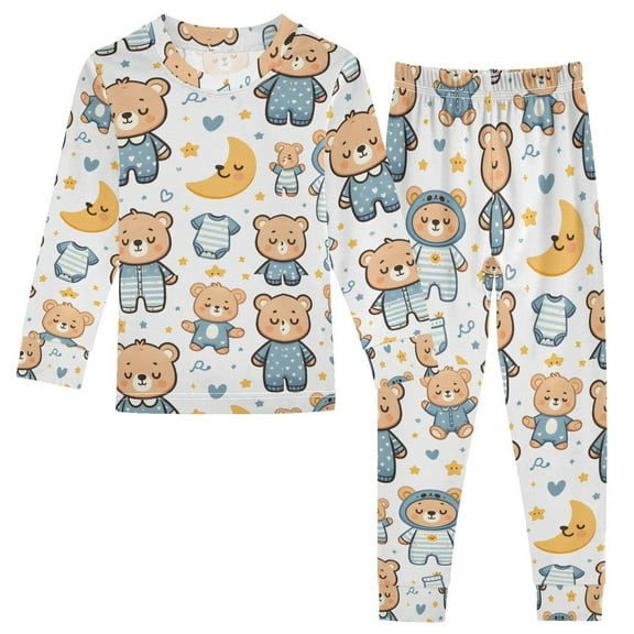 joogoo Cute Bear and Star Pajamas Set Long Sleeve Soft Cotton Sleepwear 2 Piece 18M