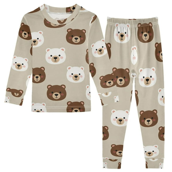 joogoo Cute Bears 2 Piece Long Sleeve Tee and Pants Cotton Pajama Set 3T