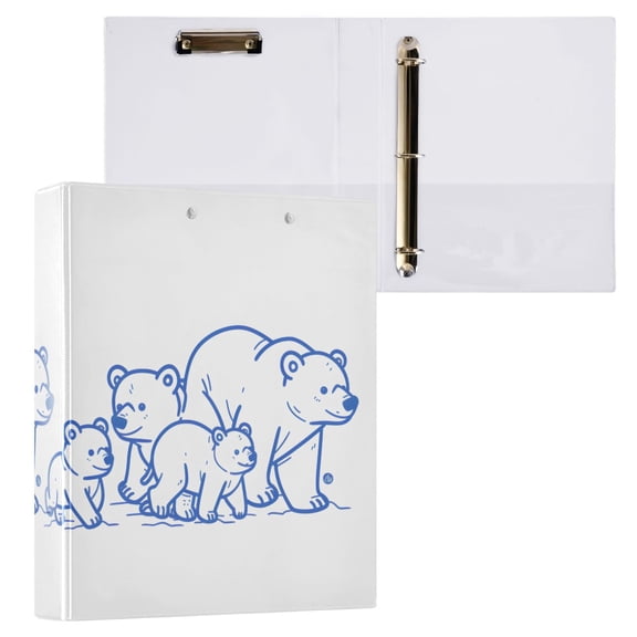 joogoo Cute Bears Hardcover 3 Ring Binder 1.5" Round Rings Interior Pockets Binders Organizer 1 Pack