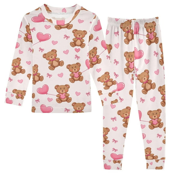 joogoo Cute Bears with Balloon Pajamas Set Long Sleeve Soft Cotton Sleepwear 2 Piece 18M