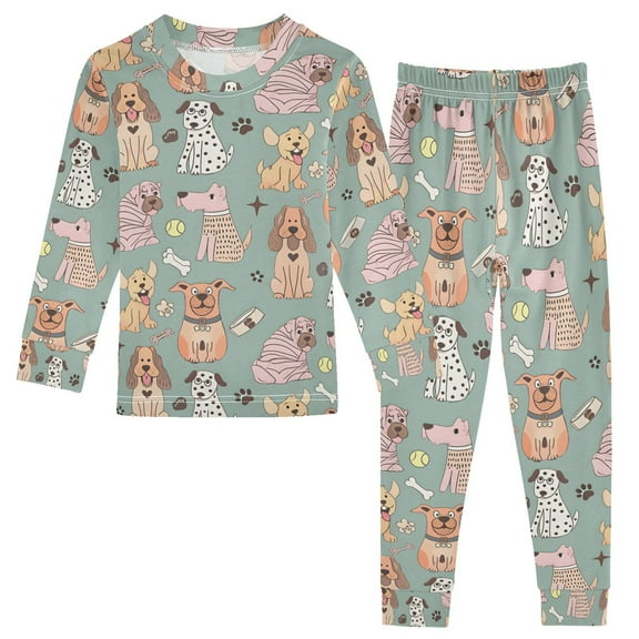 joogoo Cute Bulldogs Baseballs 2 Piece Long Sleeve Tee and Pants Cotton Pajama Set 5Y