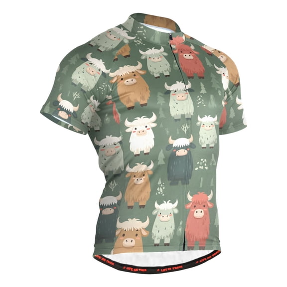 joogoo Cute Cartoon Cows Men's Cycling Jerseys Mountain Bike Short Sleeve Tops S