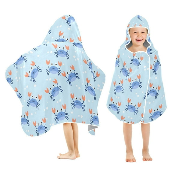 joogoo Cute Cartoon Crabs Kids Hooded Beach Towel Baby Bath Towel 23.5"x50"
