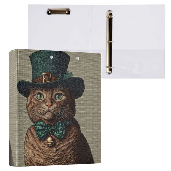 joogoo Cute Cat Hardcover 3 Ring Binder 1.5" Round Rings Interior Pockets Binders Organizer 1 Pack
