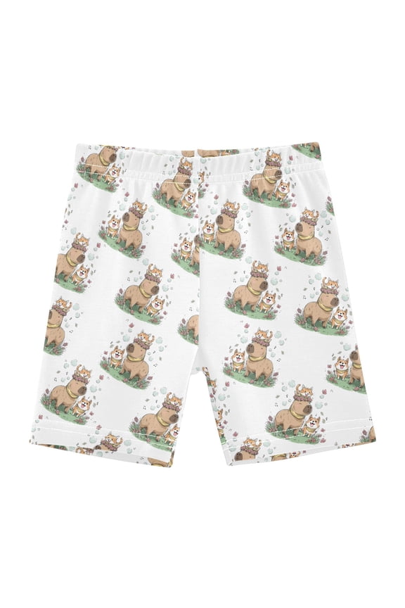 Cute Cats Corgi Capybara Girls Lined Shorts Bike Dance Bottoms 8Y