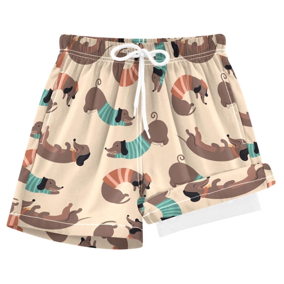 joogoo Cute Dachshund Pattern Boys Swim Trunks Beach Swimsuit Shorts Boxer 7Y