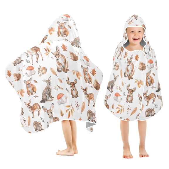 joogoo Cute Deer Mushrooms Kids Hooded Beach Towel Baby Bath Towel 23.5"x50"