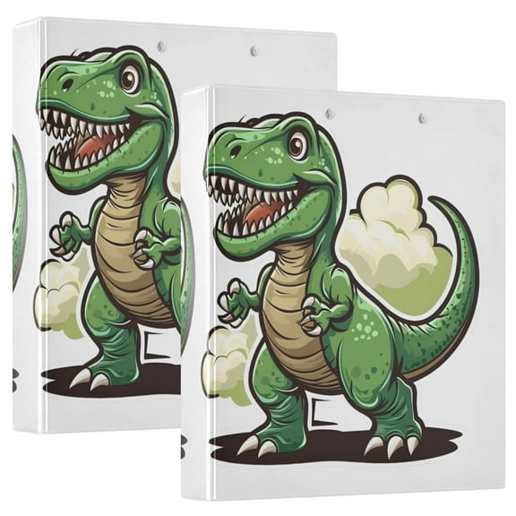 joogoo Cute Dinosaur Hardcover 3 Ring Binder 1.5" Round Rings Interior Pockets Binders Organizer 2 Pack