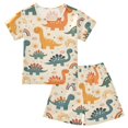 thumbnail image 1 of joogoo Cute Dinosaurs Pattern Pajama Sets Short Sleeve Cotton 2-Piece Sleepwear 10Y, 1 of 7