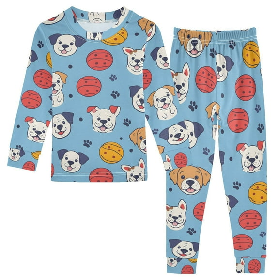 joogoo Cute Dog Football 2 Piece Long Sleeve Tee and Pants Cotton Pajama Set 6Y