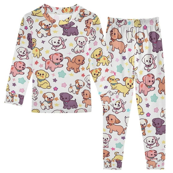 joogoo Cute Dog Stars Pajamas Set Long Sleeve Soft Cotton Sleepwear 2 Piece 24M