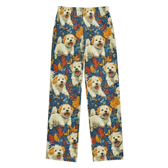 joogoo Cute Dog in Floral Pajama Pants Pj Bottoms Sleepwear Lounge XL