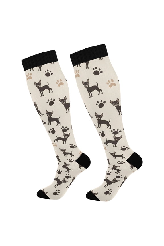 Cute Dogs Paws Socks Women Men Knee High Sock