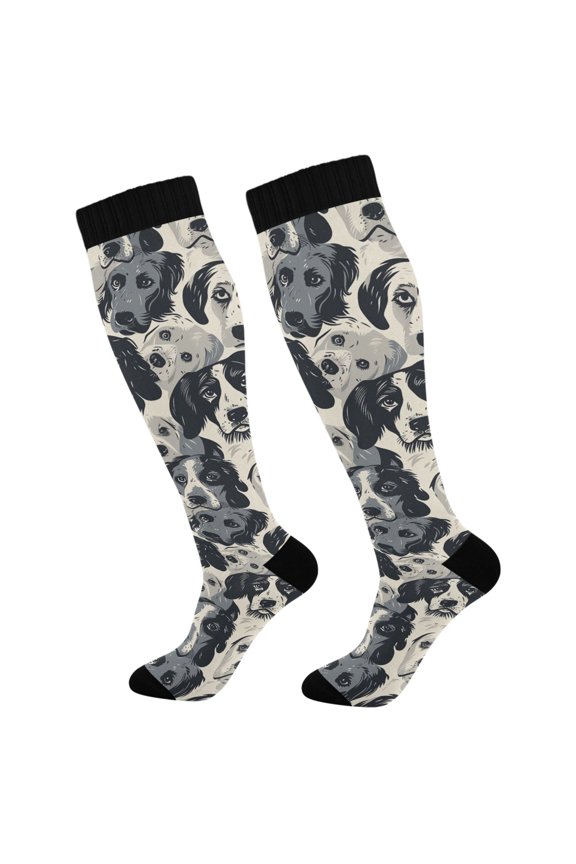 Cute Doodle Dogs-a1 Socks Women Men Knee High Sock