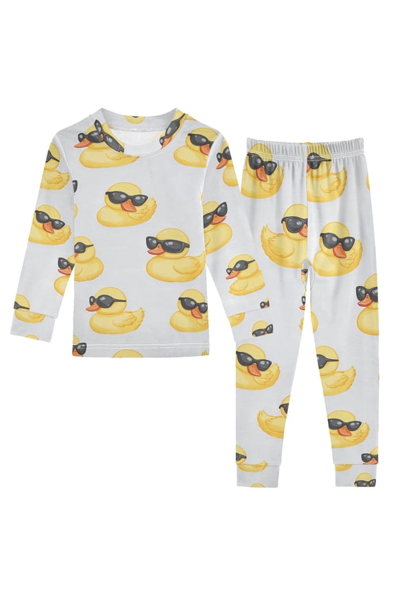 Cute Duck with Sunglasses 2 Piece Long Sleeve Tee and Pants Cotton Pajama Set 5Y