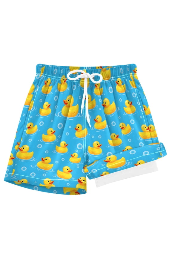 Cute Ducks Bubbles Boys Swim Trunks Beach Swimsuit Shorts Boxer 12-13Y