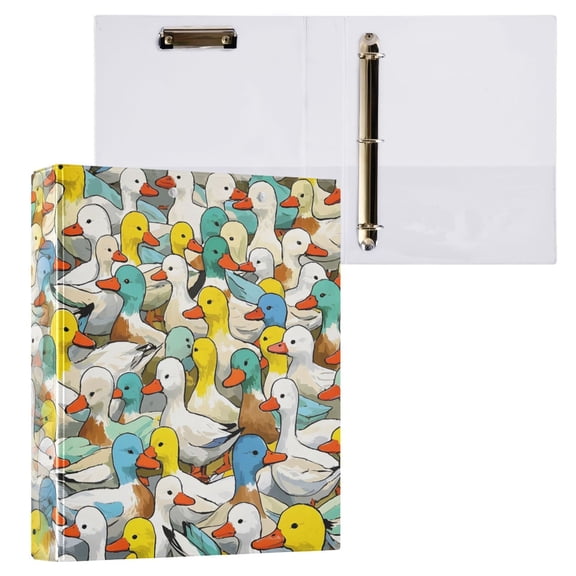 joogoo Cute Ducks Hardcover 3 Ring Binder 1.5" Round Rings Interior Pockets Binders Organizer 1 Pack