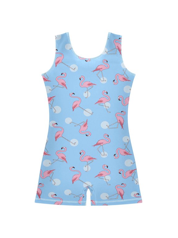 Cute Flamingo Pattern Girls Leotards Gymnastics Tumbling Outfit Biketard Unitard 2-3Years