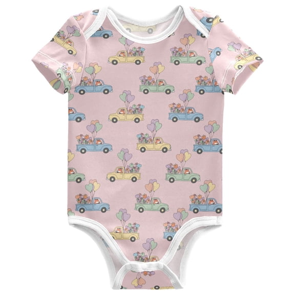 joogoo Cute Fox Driving Pattern Baby Bodysuits Short Sleeve Cotton Onesies Clothes 6Months