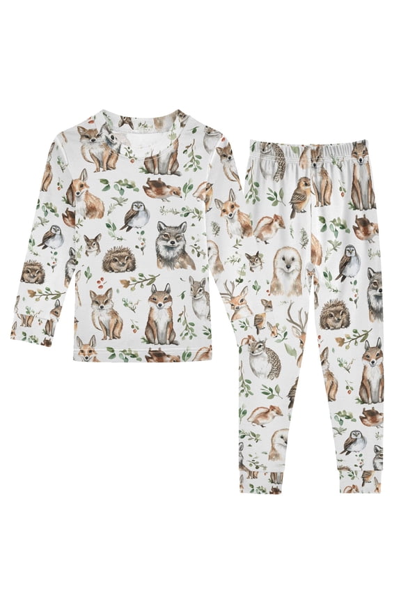 Cute Fox Owls Pajamas Set Long Sleeve Soft Cotton Sleepwear 2 Piece 24M