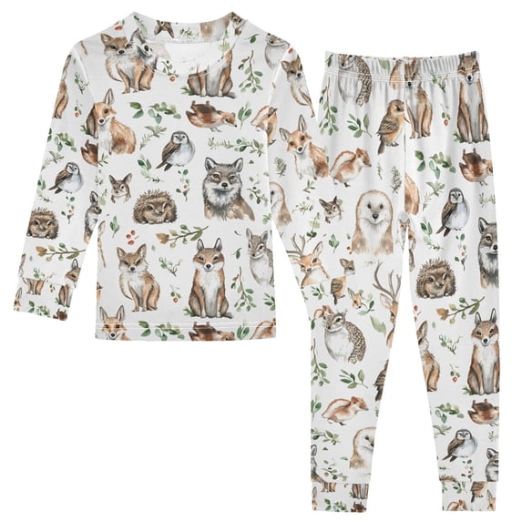 joogoo Cute Fox Owls Pajamas Set Long Sleeve Soft Cotton Sleepwear 2 Piece 24M