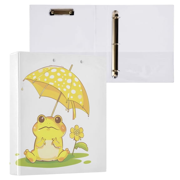 joogoo Cute Frog Hardcover 3 Ring Binder 1.5" Round Rings Interior Pockets Binders Organizer 1 Pack