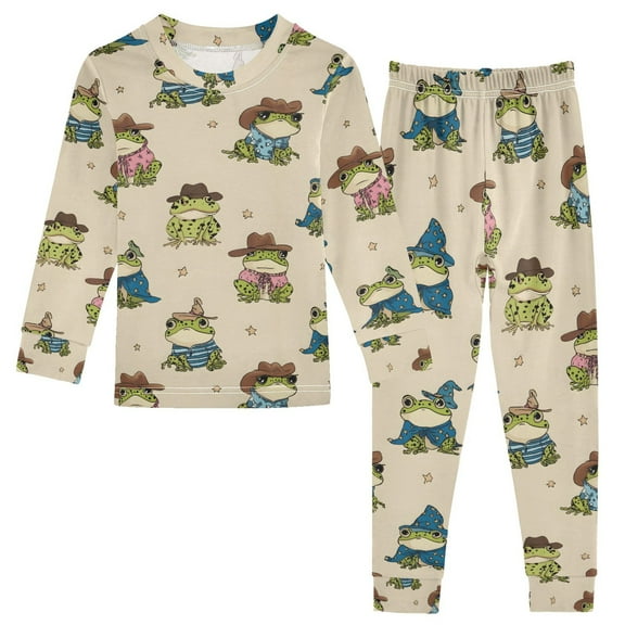 joogoo Cute Frog with Hats 2 Piece Long Sleeve Tee and Pants Cotton Pajama Set 8Y