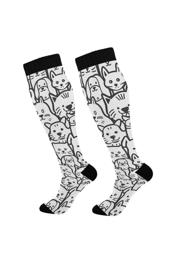 Cute Funny Cat Socks Women Men Knee High Sock