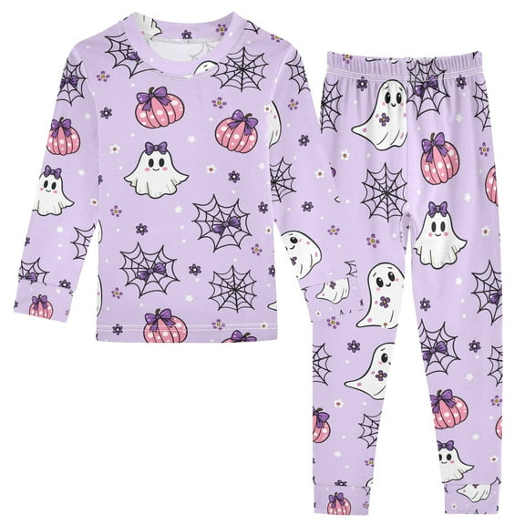 joogoo Cute Ghosts Floral 2 Piece Long Sleeve Tee and Pants Cotton Pajama Set 6Y