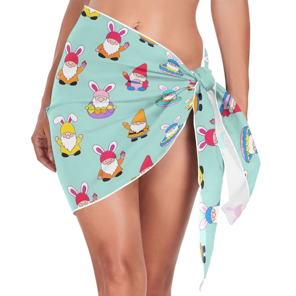 joogoo Cute Gnomes Women's Beach Sarong Bathing Suit Wrap Swimwear Cover Ups M