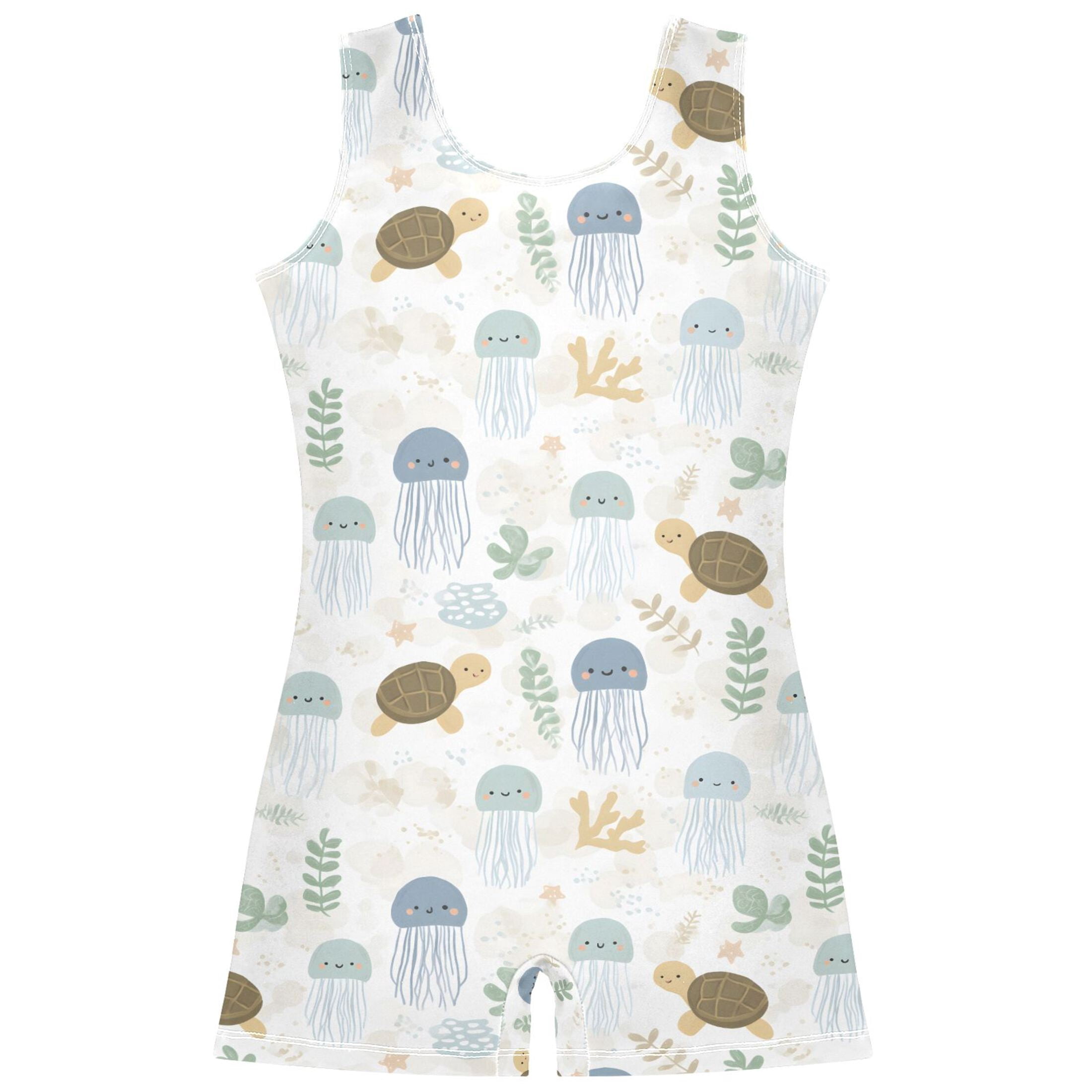 Turtle Tumbling joogoo Cute Jellyfish Turtles Pattern Girls Leotards Gymnastics ...