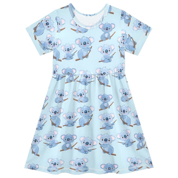 joogoo Cute Koalas Girls' Short Sleeve Dress Kids Dresses 5-6T