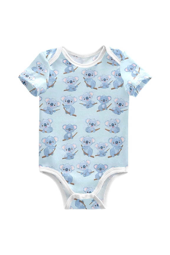 Cute Koalas Pattern Baby Bodysuits Short Sleeve Cotton Onesies Clothes 24Months