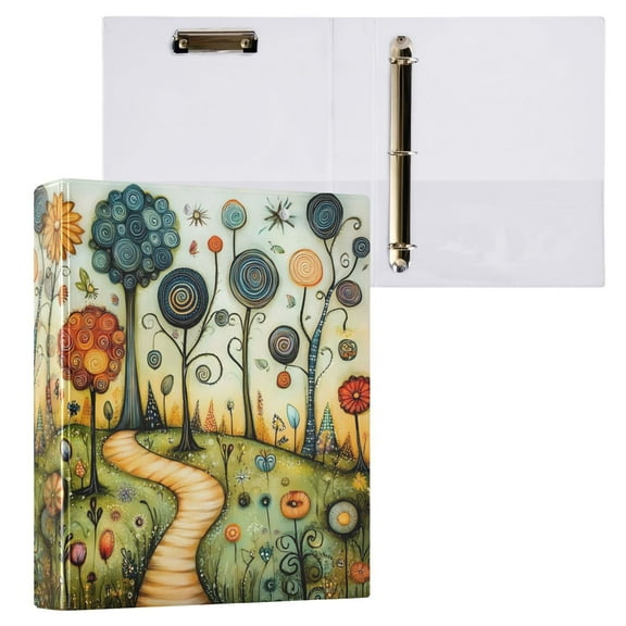 joogoo Cute Landscape View Hardcover 3 Ring Binder 1.5" Round Rings Interior Pockets Binders Organizer 1 Pack