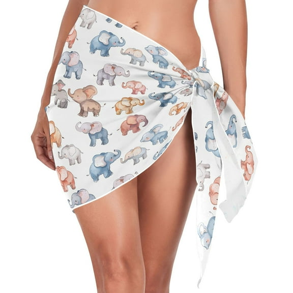 joogoo Cute Little Elephant Women's Beach Sarong Bathing Suit Wrap Swimwear Cover Ups M