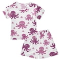 thumbnail image 1 of joogoo Cute Octopus Cartoon Pattern Pajama Sets Short Sleeve Cotton 2-Piece Sleepwear 14Y, 1 of 7
