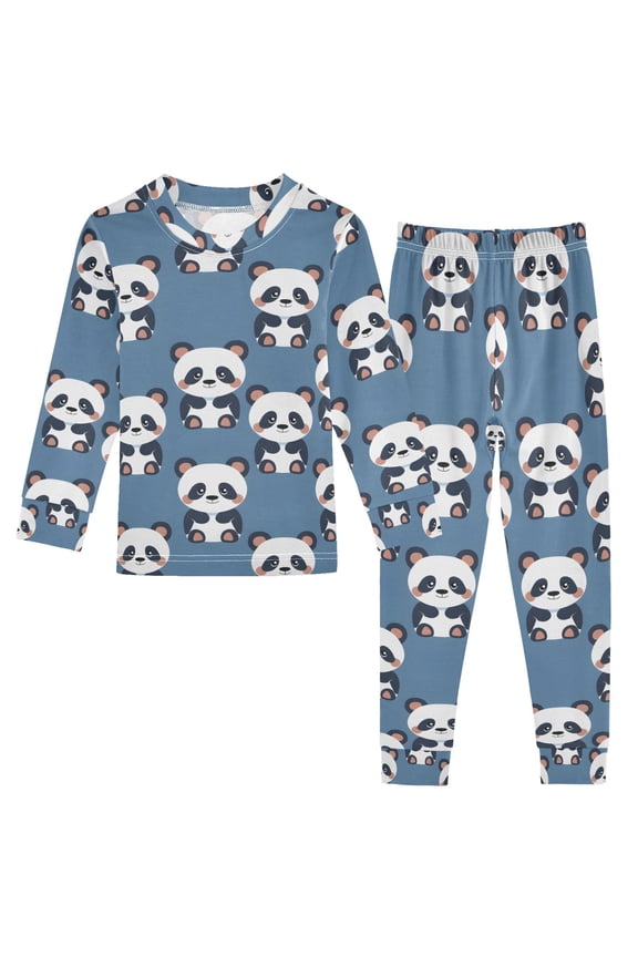 Cute Panda 2 Piece Long Sleeve Tee and Pants Cotton Pajama Set 4T