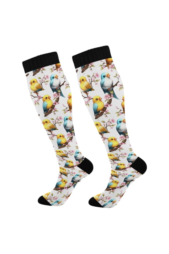 Cute Parrot Birds Socks Women Men Knee High Sock