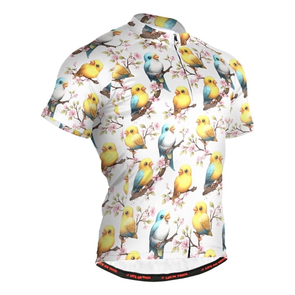 joogoo Cute Parrot Birds Men's Cycling Jerseys Mountain Bike Short Sleeve Tops L