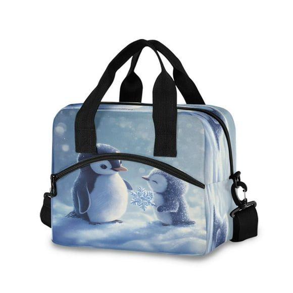 joogoo Cute Penguin Winter Insulated Lunch Bags Reusable Cooler Box with Shoulder Strap