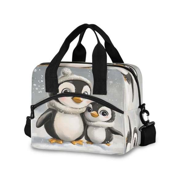 joogoo Cute Penguins Insulated Lunch Bags Reusable Cooler Box with Shoulder Strap