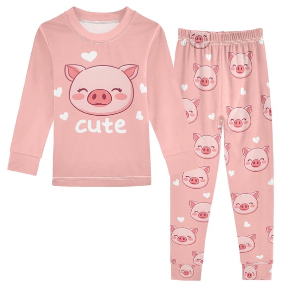 joogoo Cute Pigs Pajamas Set Long Sleeve Soft Cotton Sleepwear 2 Piece 24M